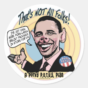 Porky POTUS Anti-Obama Gear Ronde Sticker