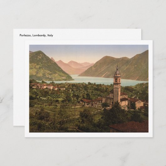 Porlezza City Uitzicht, Lombardije, Italië Briefkaart (Voorkant / Achterkant)