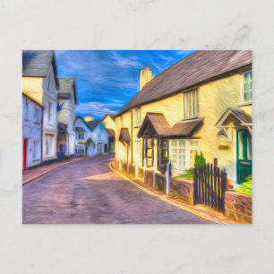 Porlock High Street Somerset Art Briefkaart