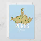 Poros Greek Map geïllustreerde reisposter (Voorkant)