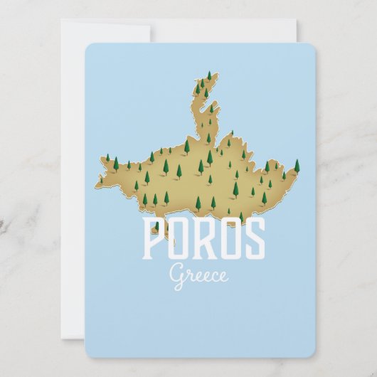 Poros Greek Map geïllustreerde reisposter (Voorkant)