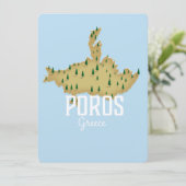 Poros Greek Map geïllustreerde reisposter (Staand voorkant)