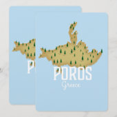 Poros Greek Map geïllustreerde reisposter (Voorkant / Achterkant)