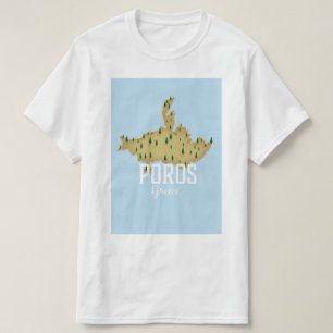 Poros Greek Map geïllustreerde reisposter T-shirt