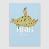 Poros Griekse kaart geïllustreerde reisposter (Voorkant)