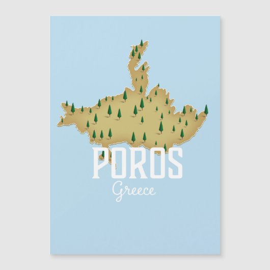 Poros Griekse kaart geïllustreerde reisposter (Voorkant)
