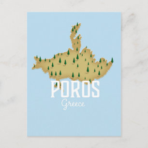 Poros Griekse kaart geïllustreerde reisposter