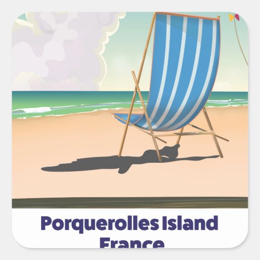 Porquerolles eiland Frankrijk reisposter Vierkante Sticker (Voorkant)