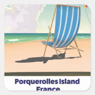 Porquerolles eiland Frankrijk reisposter Vierkante Sticker