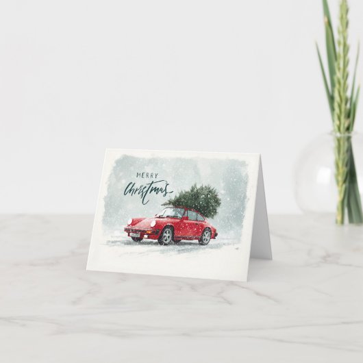 Porsche 911 Classic Merry Christmas Card Bedankkaart (Voorkant)