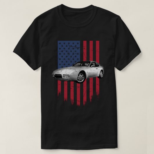Porsche 944 Amerikaanse vlag T-shirt (Design voorkant)
