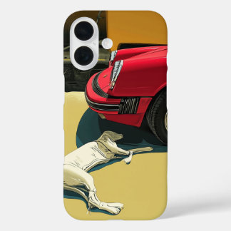 Porsche en hond iPhone 16 hoesje