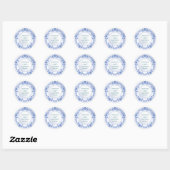 Porselein Blauw Bloem Bruiloft   Ronde Sticker (Vel)