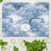 Porselein Blauw Chinoiserie Patroon ID1094 Theedoek (Gevouwen)