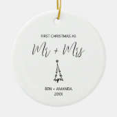 Porselein Eerste Kerstmis als Mr en Mrs Keramisch Ornament (Voorkant)