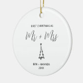 Porselein Eerste Kerstmis als Mr en Mrs Keramisch Ornament (Links)