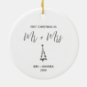 Porselein Eerste Kerstmis als Mr en Mrs Keramisch Ornament (Achterkant)