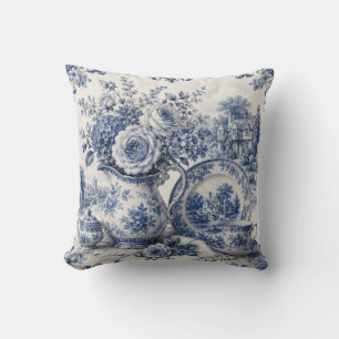 Porselein Elegantie Blauw En Wit Kussen
