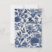 Porselein Elegantie: Blauwe Bloemen bruiloft uitno Kaart (Achterkant)
