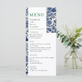 Porselein Elegantie Bloementuin Trouwen Menu (Staand voorkant)