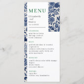 Porselein Elegantie Bloementuin Trouwen Menu (Voorkant)