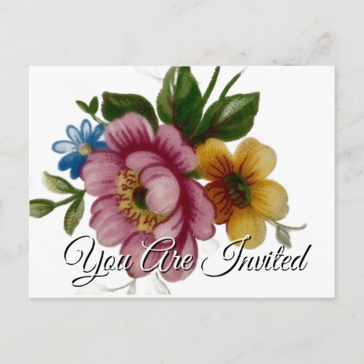 Porselein Geïnspireerd Bloemen Uitnodiging Briefka (Voorkant)