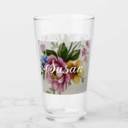 Porselein Geïnspireerde Bloem Glas (Voorkant)