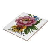 Porselein Geïnspireerde Bloem Tegeltje (Zijkant)