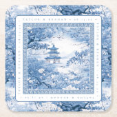 Porselein-geïnspireerde Chinoiserie bruiloft ID109 Kartonnen Onderzetters (Voorkant)