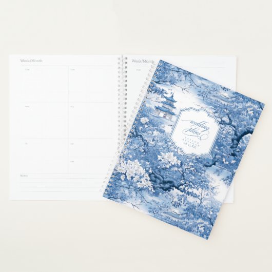 Porselein-geïnspireerde Chinoiserie bruiloft ID109 Planner (Display)