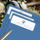 Porselein-geïnspireerde Chinoiserie Tree Motif ID1 Etiket