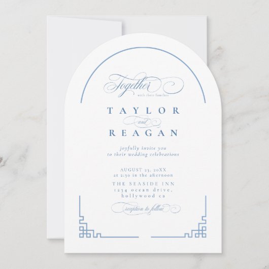 Porselein-geïnspireerde Chinoiserie Wedding Arch I Kaart (Voorkant)