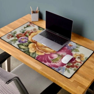 Porselein-geïnspireerde Floral Custom Desk Mat
