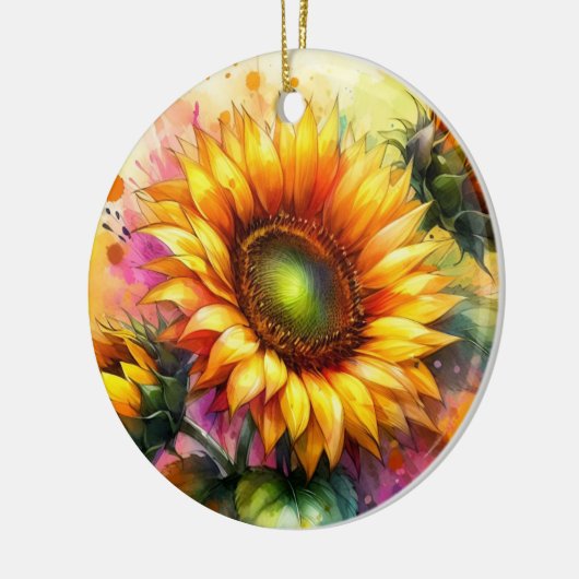 Porselein Ornament - Gele Zonnebloemen (Links)