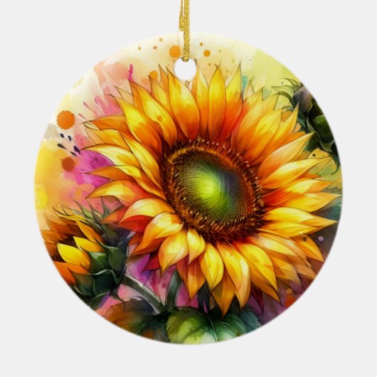 Porselein Ornament - Gele Zonnebloemen (Achterkant)