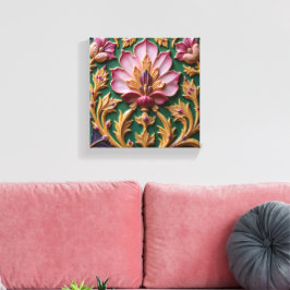 Porselein Roze Lotus Canvas Afdruk