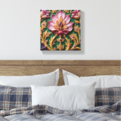Porselein Roze Lotus Canvas Afdruk (Insitu (Slaapkamer))
