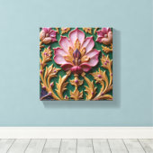 Porselein Roze Lotus Canvas Afdruk (Insitu (Houten vloer))