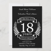 Porselein traditionele trouwjubileum 18 jaar kaart (Voorkant)