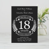 Porselein traditionele trouwjubileum 18 jaar kaart (Staand voorkant)