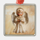 Porselein Vintage Kerst Engel Metalen Ornament (Voorkant)