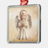Porselein Vintage Kerst Engel Metalen Ornament (Links)