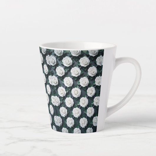 Porselein Witte Roos Latte Mok (Rechts)
