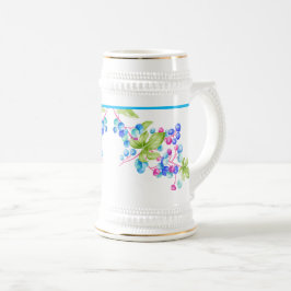 Porseleinen bessen op een stein bierpul