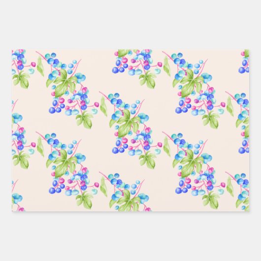 Porseleinen bessen op een wikkelpapier Sheet Set Inpakpapier Vel (Voorkant 2)