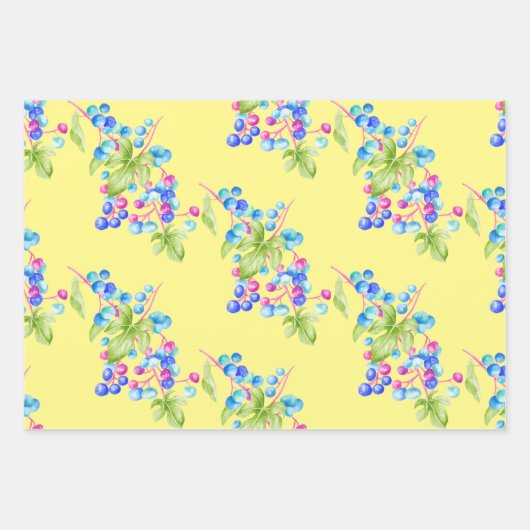 Porseleinen bessen op een wikkelpapier Sheet Set Inpakpapier Vel (Voorkant)