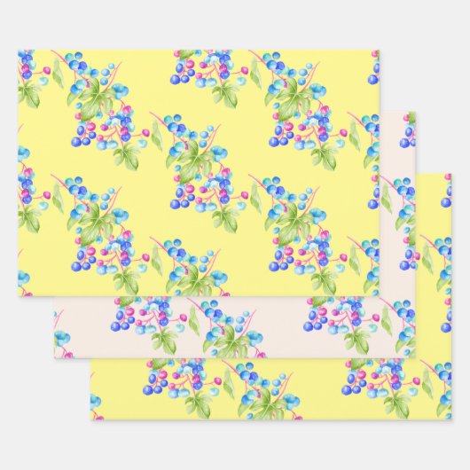 Porseleinen bessen op een wikkelpapier Sheet Set Inpakpapier Vel (Set)