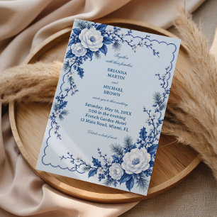 Porseleinen Bloemen in Winterblauw Kaart