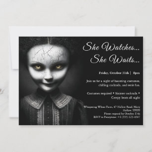 Porseleinen Doll Halloween Kostuum Party Uitnodigi Kaart