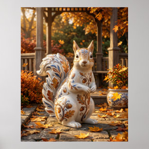 Porseleinen Eekhoorn Eiken Tuin Poster